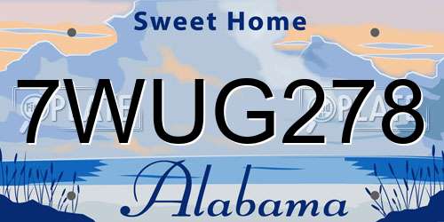 7WUG278 Alabama License Plate