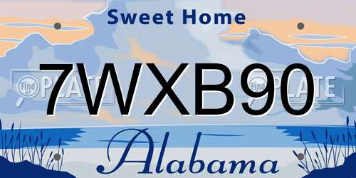 7WXB90 Alabama License Plate