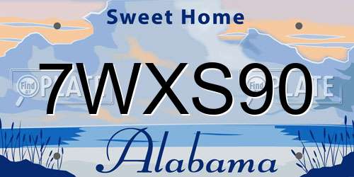7WXS90 Alabama License Plate