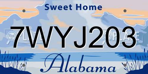 7WYJ203 Alabama License Plate