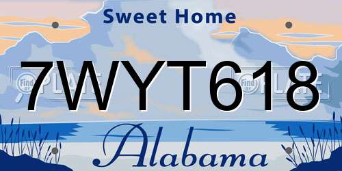 7WYT618 Alabama License Plate