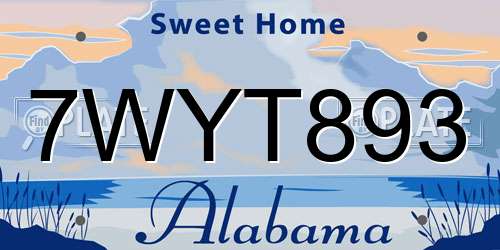 7WYT893 Alabama License Plate