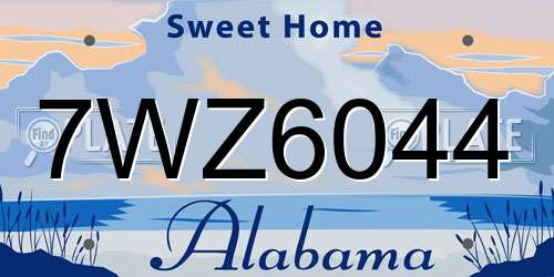 7WZ6044 Alabama License Plate