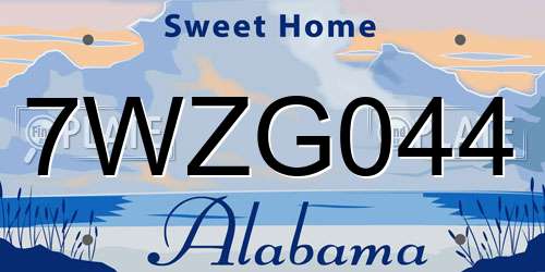 7WZG044 Alabama License Plate