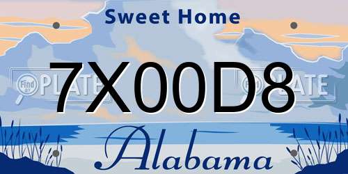7X00D8 Alabama License Plate