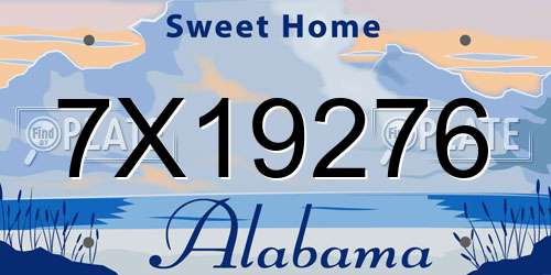 7X19276 Alabama License Plate