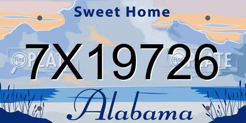 7X19726 Alabama License Plate