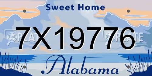 7X19776 Alabama License Plate