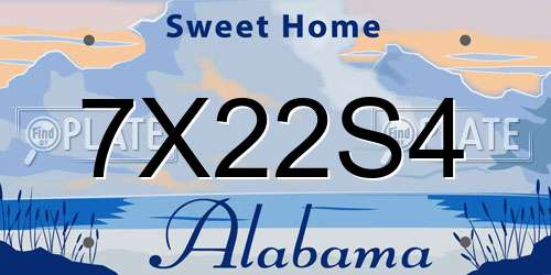 7X22S4 Alabama License Plate