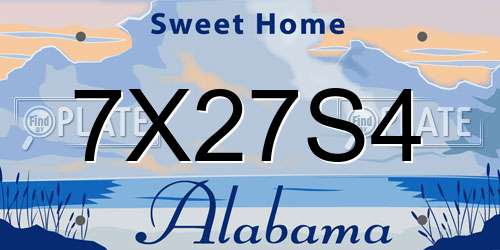 7X27S4 Alabama License Plate