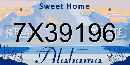 7X39196 Alabama License Plate