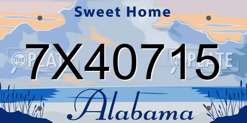7X40715 Alabama License Plate