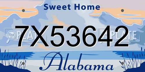 7X53642 Alabama License Plate