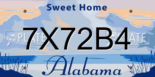 7X72B4 Alabama License Plate