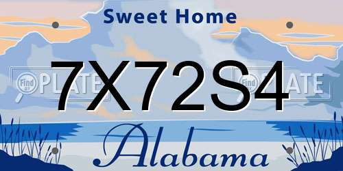 7X72S4 Alabama License Plate