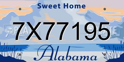 7X77195 Alabama License Plate