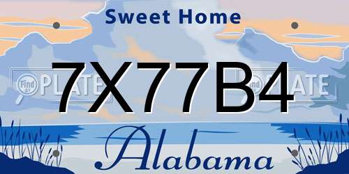 7X77B4 Alabama License Plate
