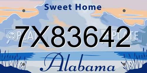 7X83642 Alabama License Plate