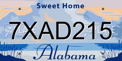7XAD215 Alabama License Plate