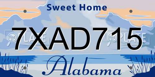 7XAD715 Alabama License Plate