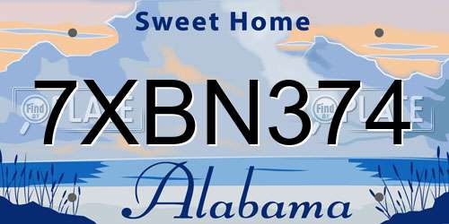 7XBN374 Alabama License Plate