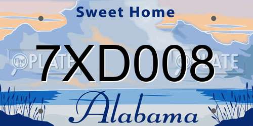 7XD008 Alabama License Plate