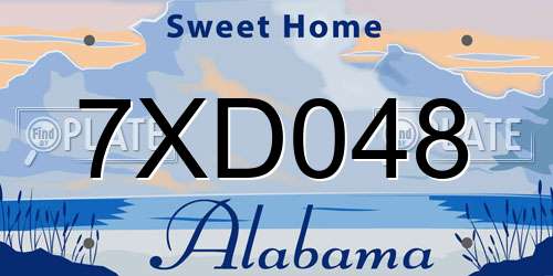 7XD048 Alabama License Plate