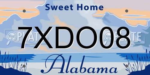 7XDO08 Alabama License Plate
