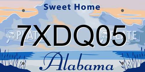 7XDQ05 Alabama License Plate