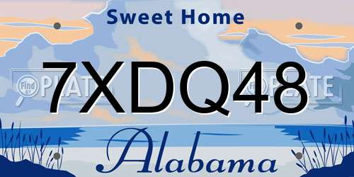 7XDQ48 Alabama License Plate