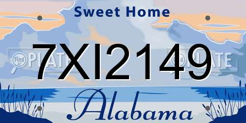 7XI2149 Alabama License Plate