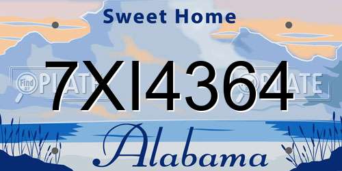 7XI4364 Alabama License Plate
