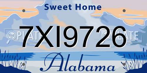 7XI9726 Alabama License Plate