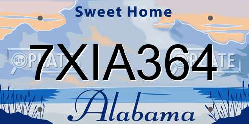 7XIA364 Alabama License Plate