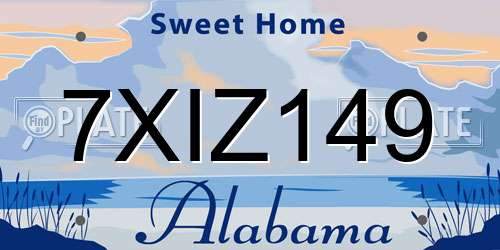 7XIZ149 Alabama License Plate