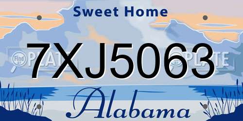 7XJ5063 Alabama License Plate