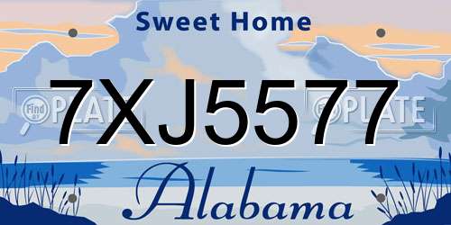 7XJ5577 Alabama License Plate
