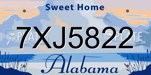 7XJ5822 Alabama License Plate
