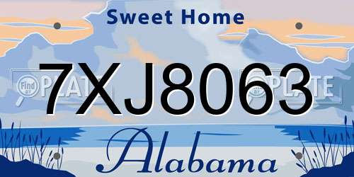 7XJ8063 Alabama License Plate