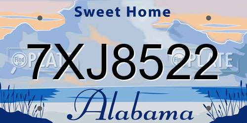 7XJ8522 Alabama License Plate