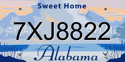 7XJ8822 Alabama License Plate