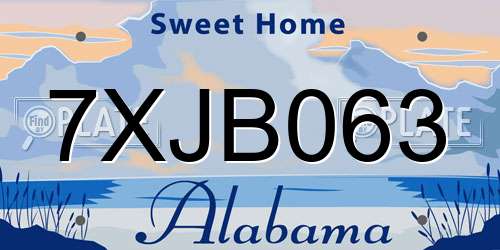 7XJB063 Alabama License Plate