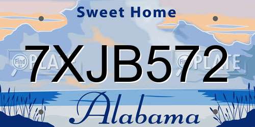 7XJB572 Alabama License Plate