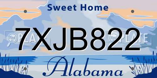 7XJB822 Alabama License Plate