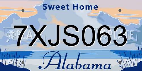 7XJS063 Alabama License Plate