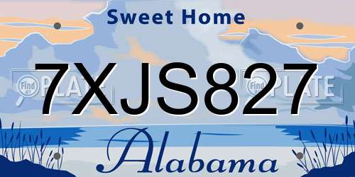 7XJS827 Alabama License Plate