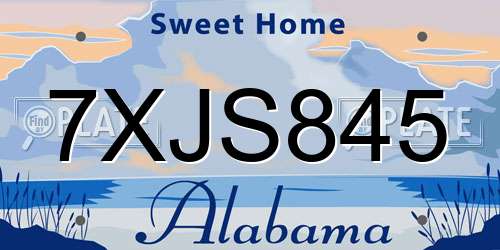 7XJS845 Alabama License Plate