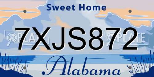 7XJS872 Alabama License Plate