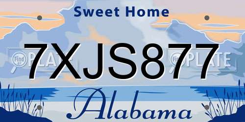 7XJS877 Alabama License Plate