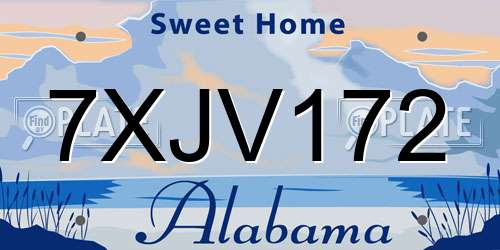 7XJV172 Alabama License Plate